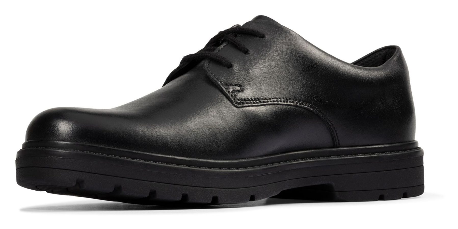 Clarks Loxham Derby Youth Black Leather 26151593 - Boys School Shoes ...