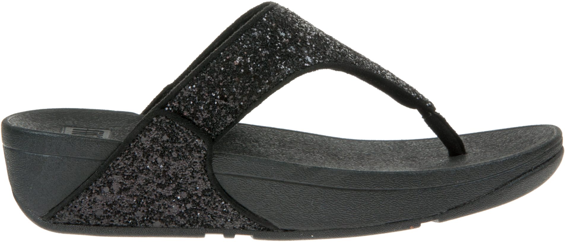 FitFlop Lulu Glitter Toe-Post Black Glitter X03-339 - Toe Post Sandals ...