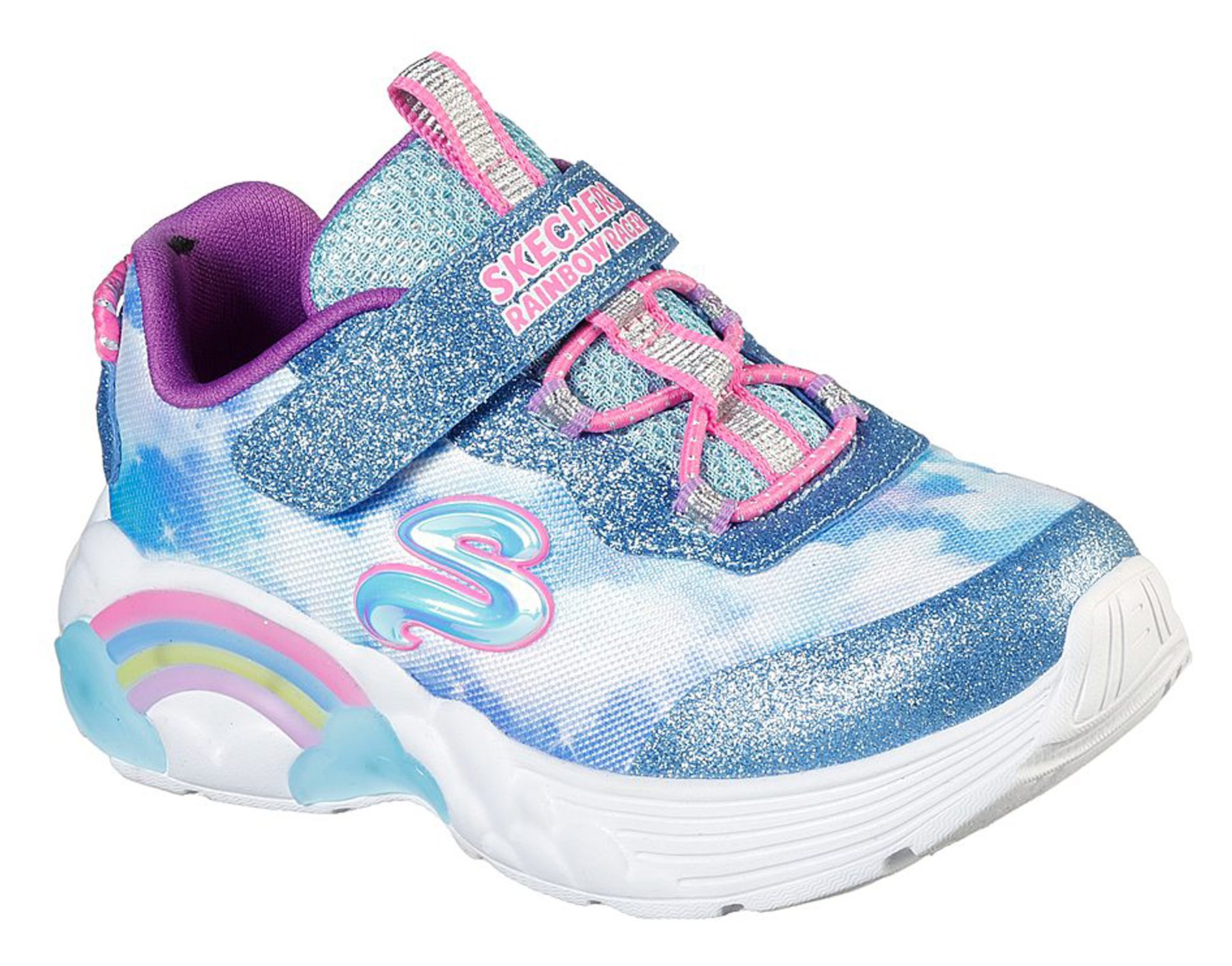 Skechers S Lights: Rainbow Racer Blue 302300N BLU - Girls Trainers ...