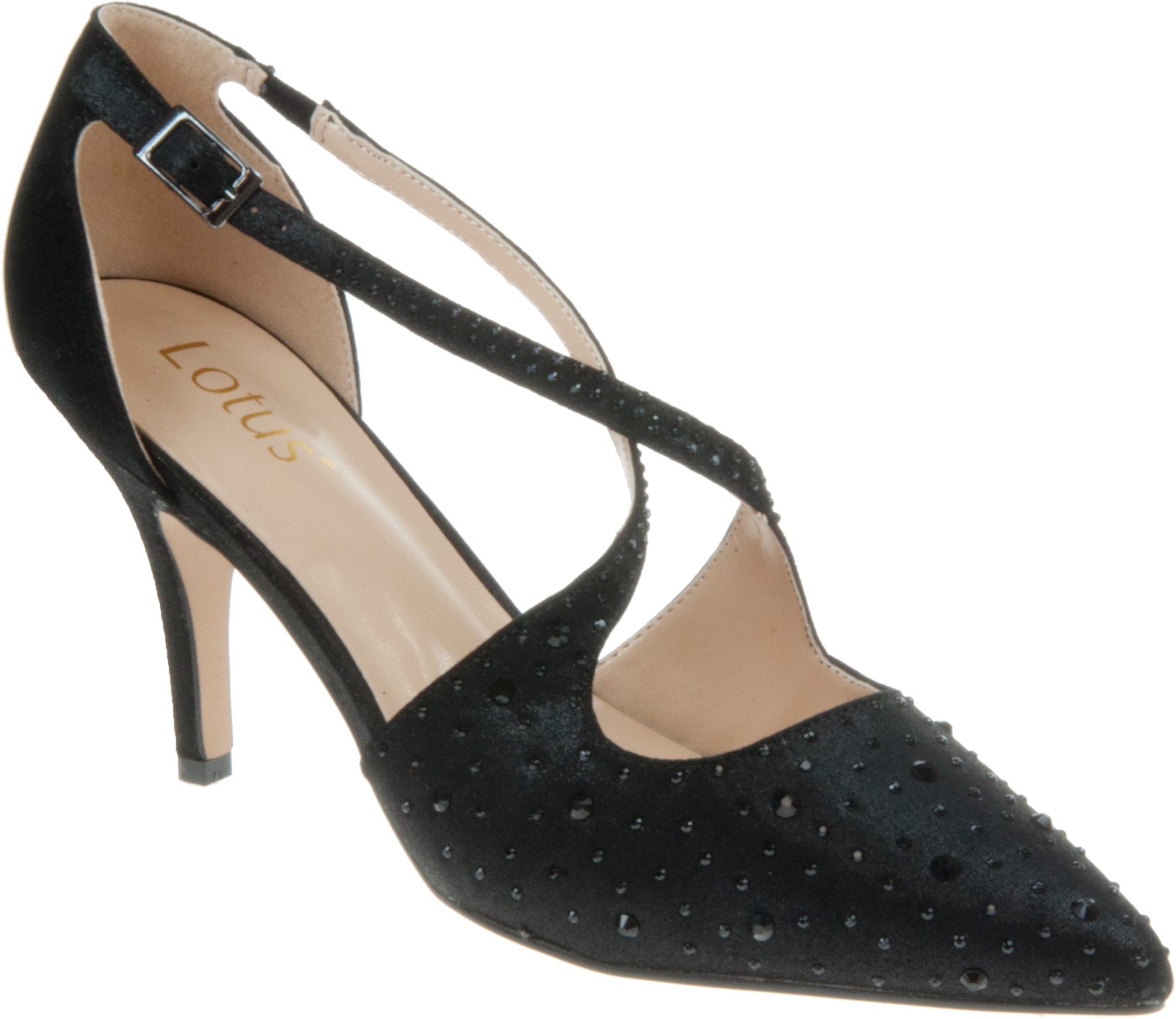 Lotus Panache Black / Diamante ULS208BJ - Court Shoes - Humphries Shoes
