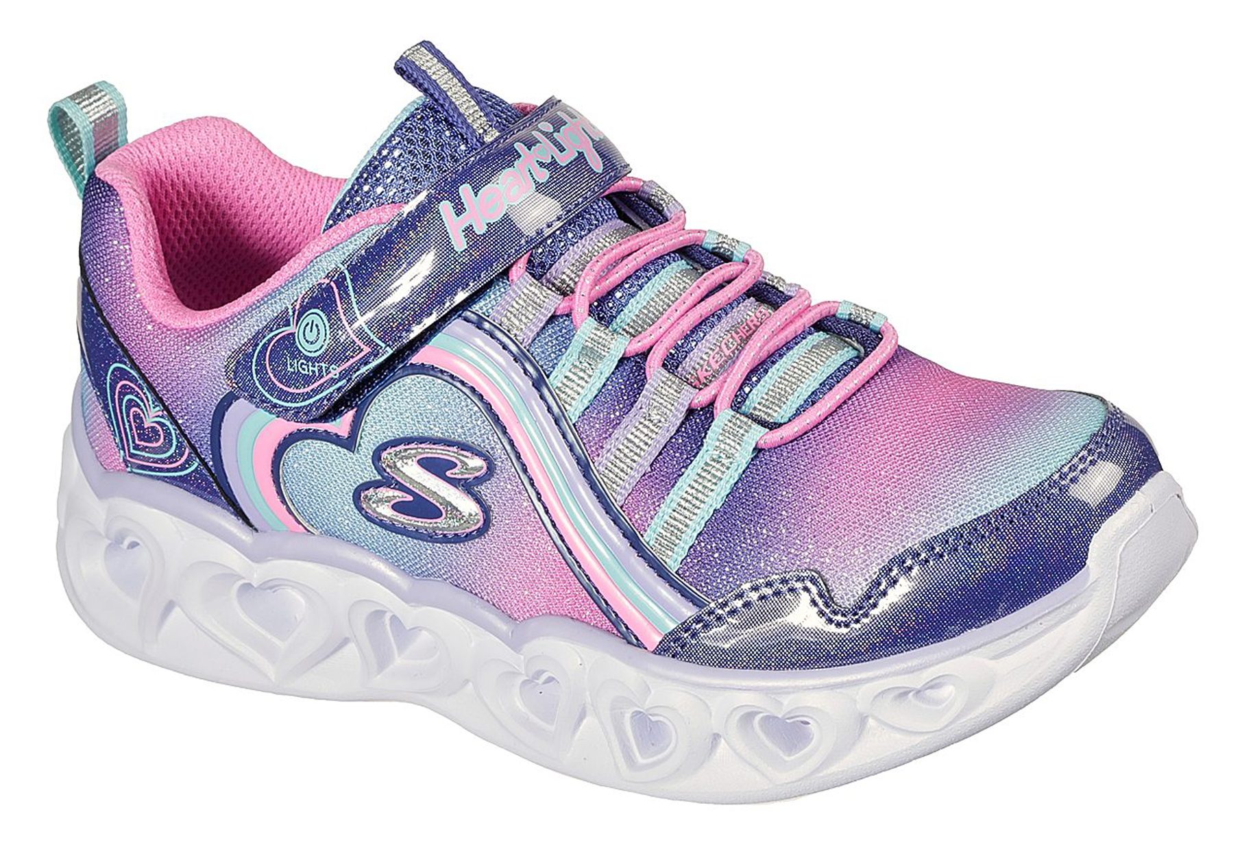 Skechers S Lights Heart Lights Rainbow Lux Navy Multi l Nvmt Girls Trainers Humphries Shoes