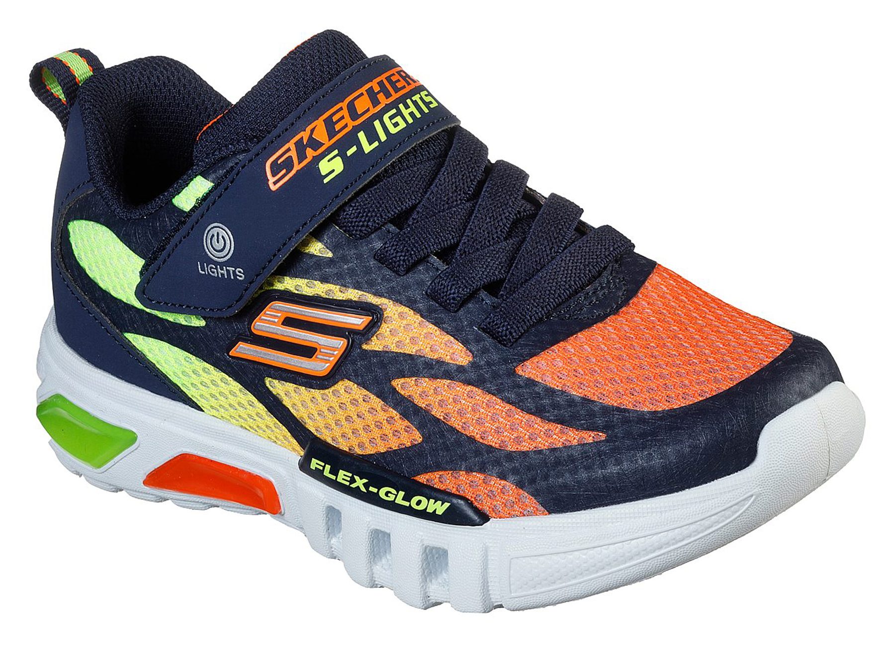 Skechers S Lights: Flex-Glow - Dezlo Navy / Orange 400016L NVOR - Boys ...