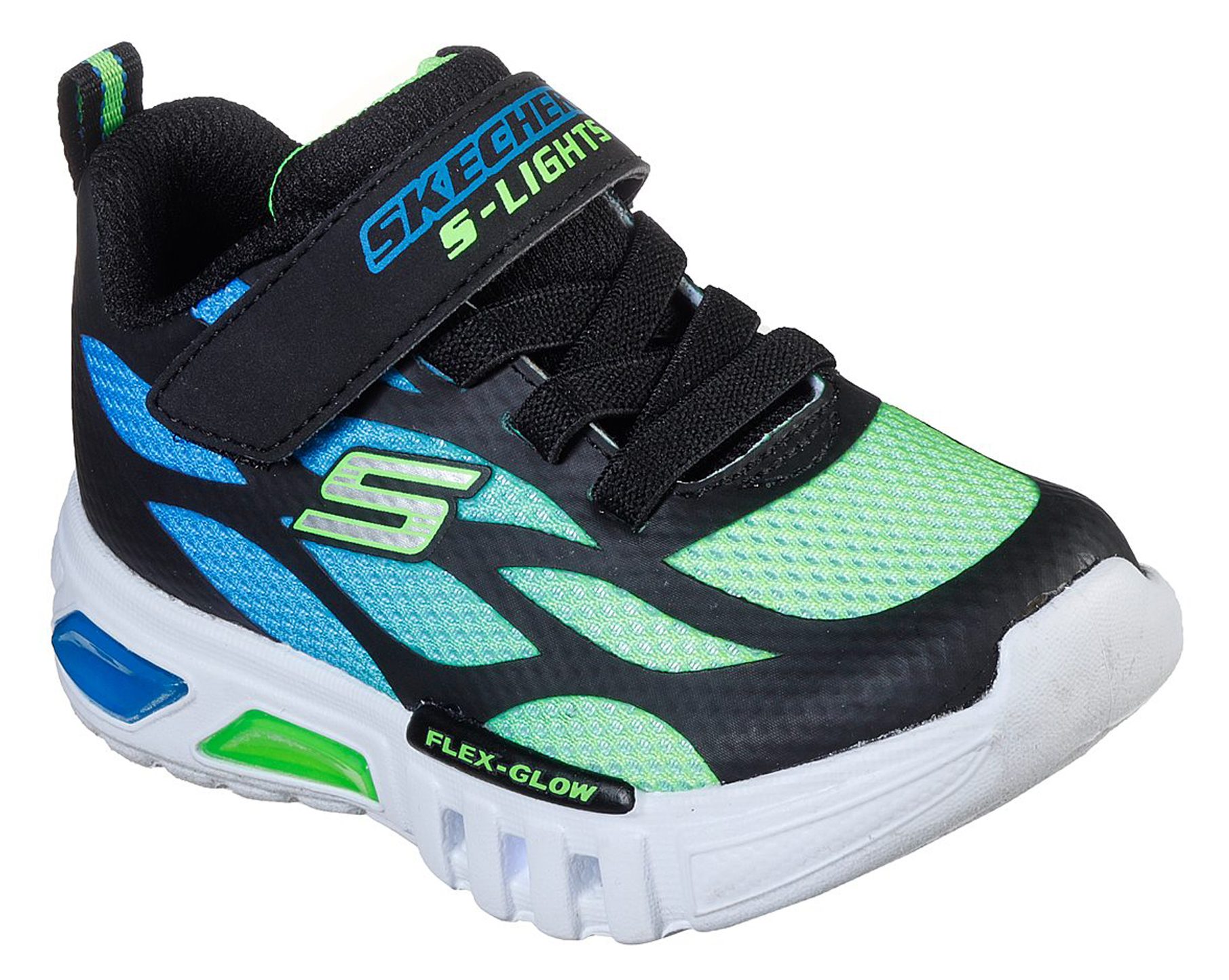 Skechers S Lights: Flex-Glow - Dezlo Black / Lime 400016N BBLM - Boys ...