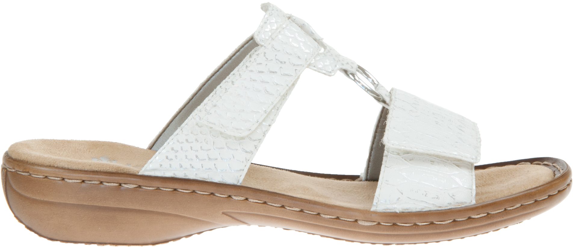 Rieker Lucy White / Silver 608P9-80 - Mule Sandals - Humphries Shoes