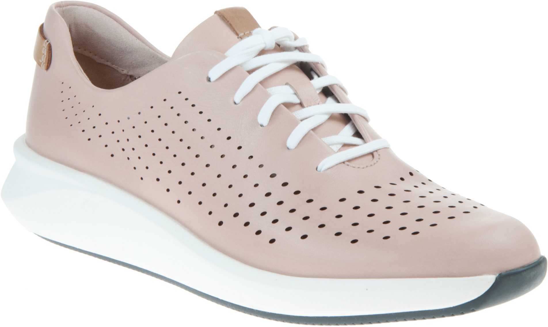 Clarks Un Rio Tie Blush Leather 26148715 - Everyday Shoes - Humphries Shoes