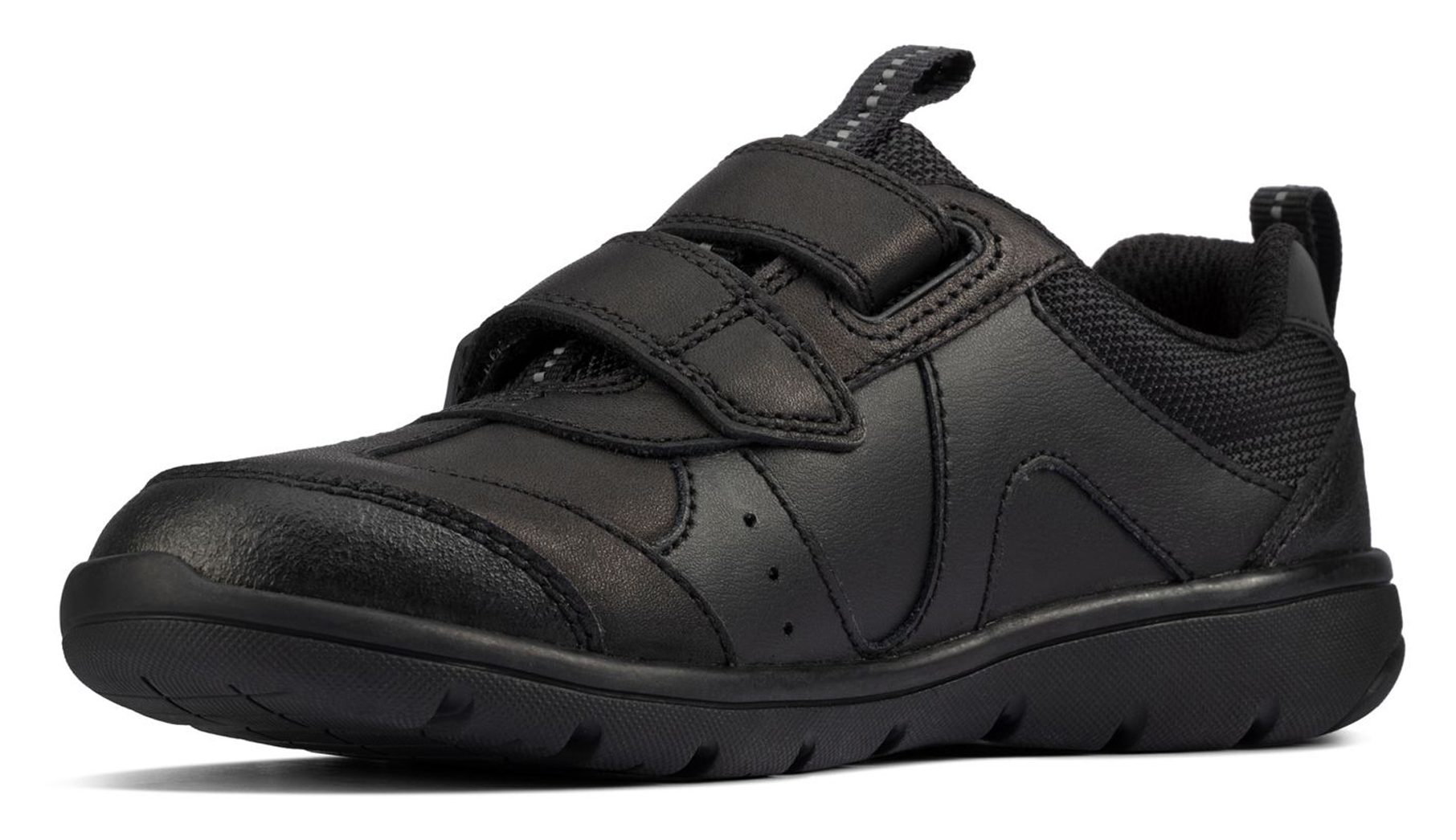 Clarks Scooter Run Kid Black Leather 26161425 - Boys School Shoes ...