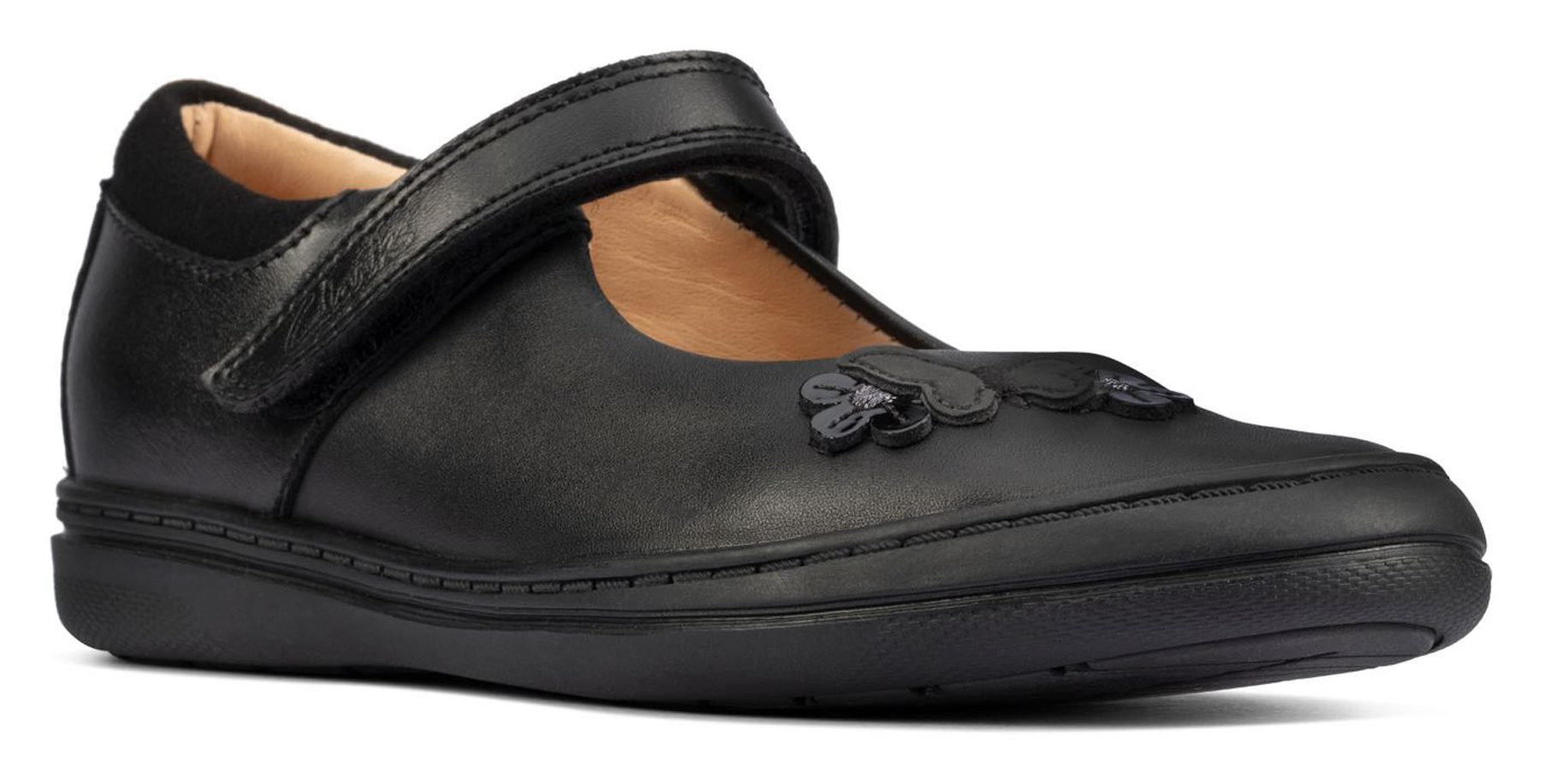 Clarks Scooter Daisy Kid Black Leather 26161755 - Girls School Shoes ...