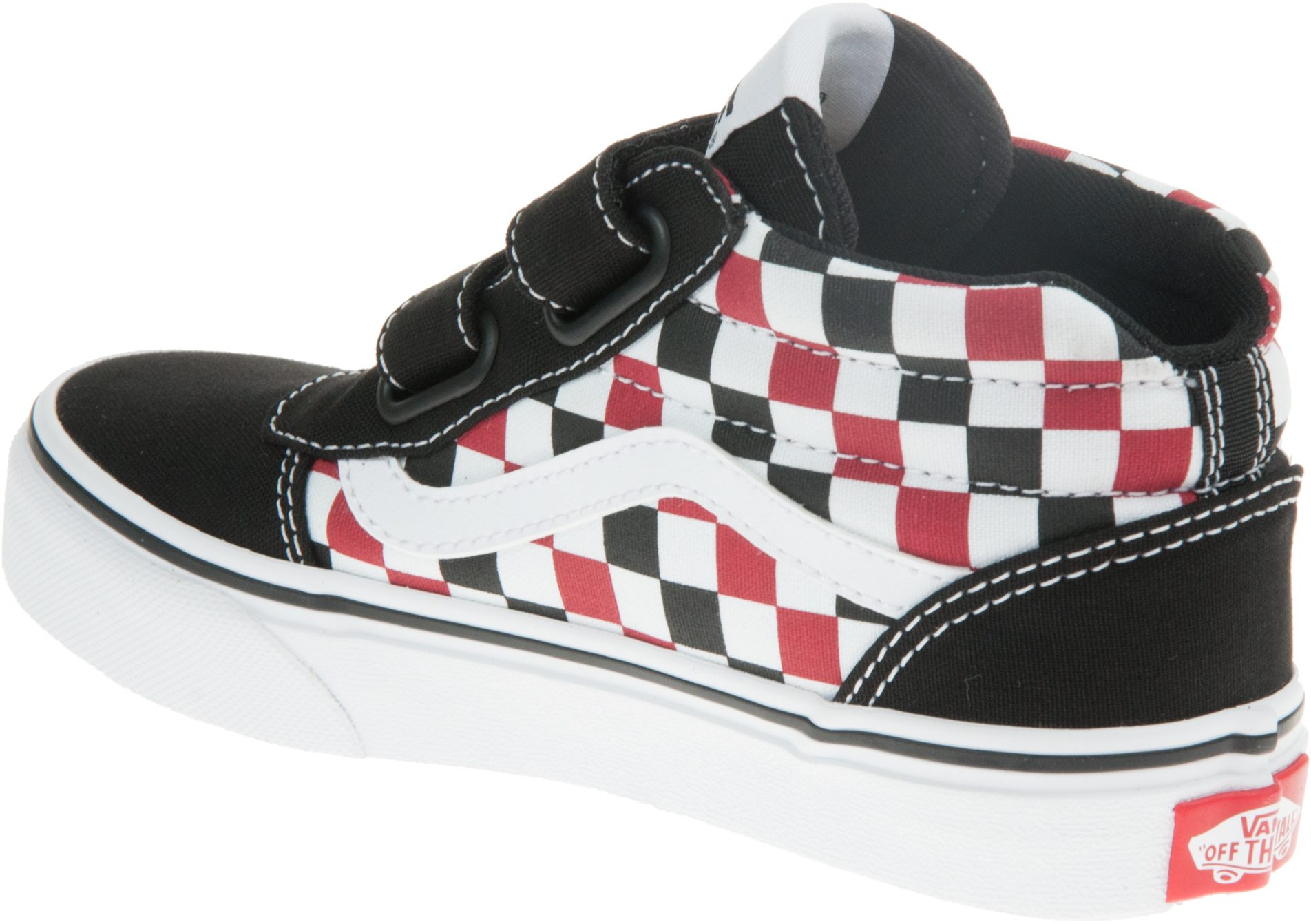 Vans Kids Ward Mid Velcro Black / White / Red Checkerboard VN0A5HZ99AT1 ...