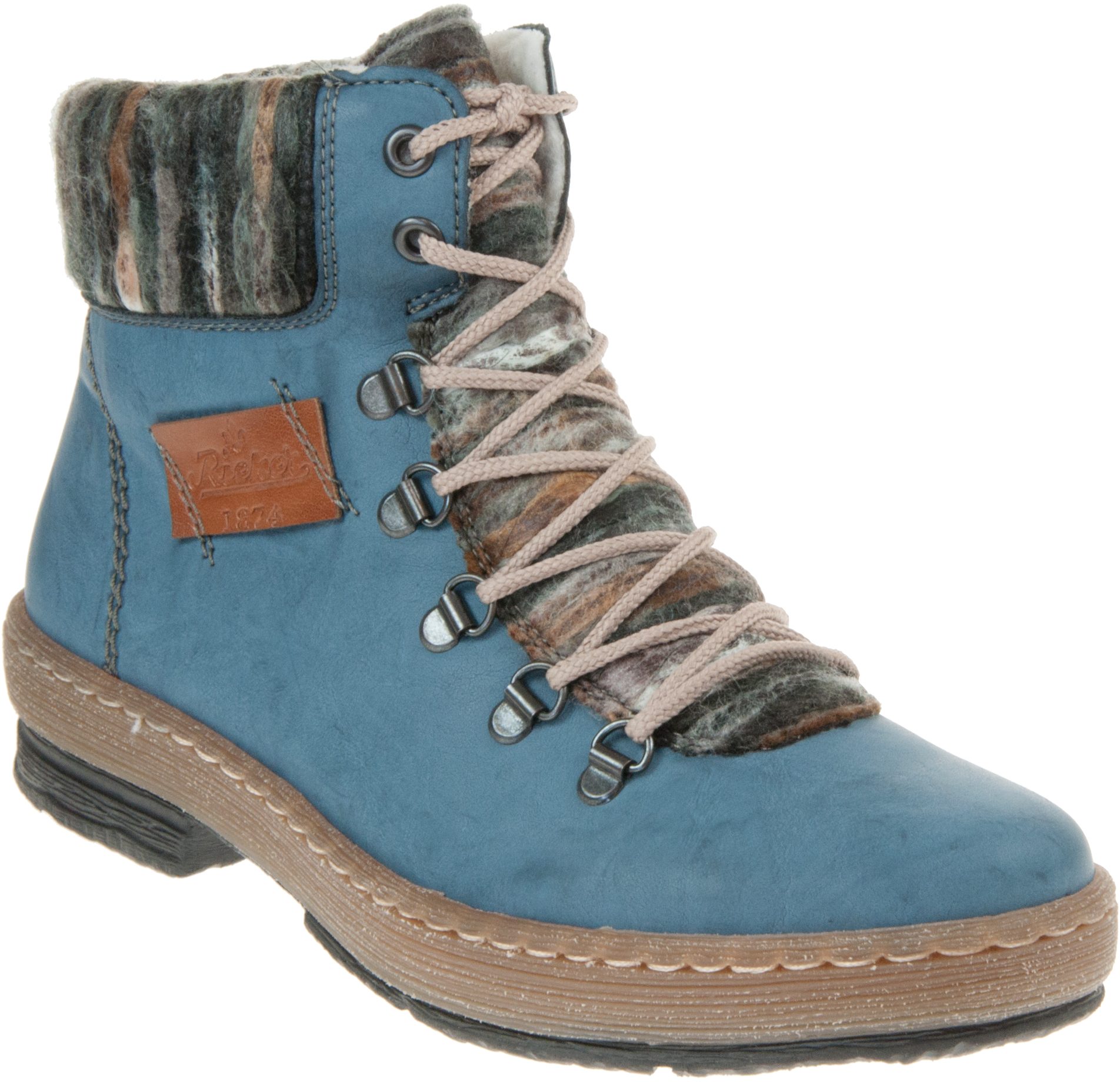 Rieker Felicitas Boot Blue Combi Z6743-14 - Ankle Boots - Humphries Shoes