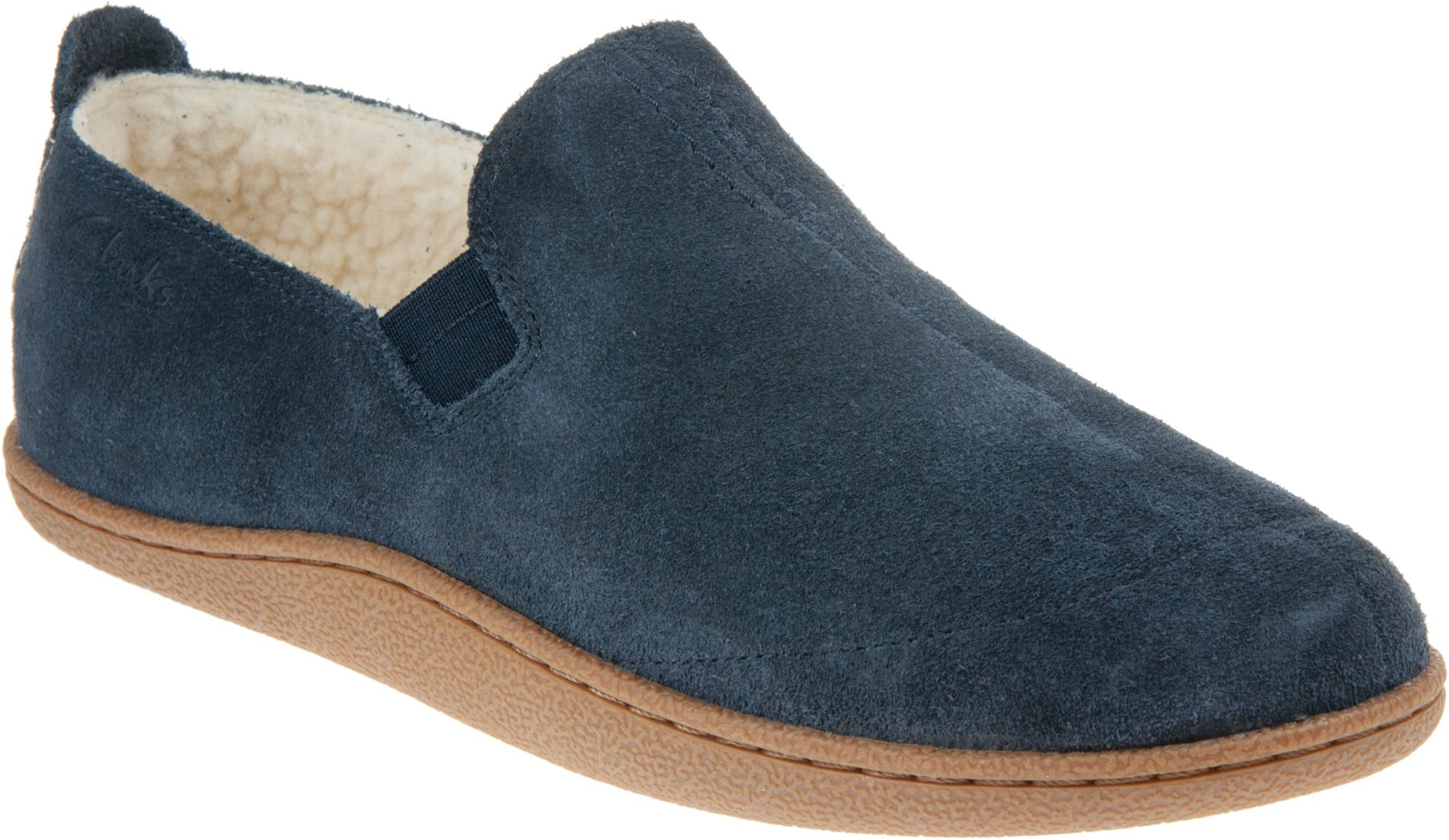 Clarks Home Mocc Navy Suede 26164248 - Full Slippers - Humphries Shoes