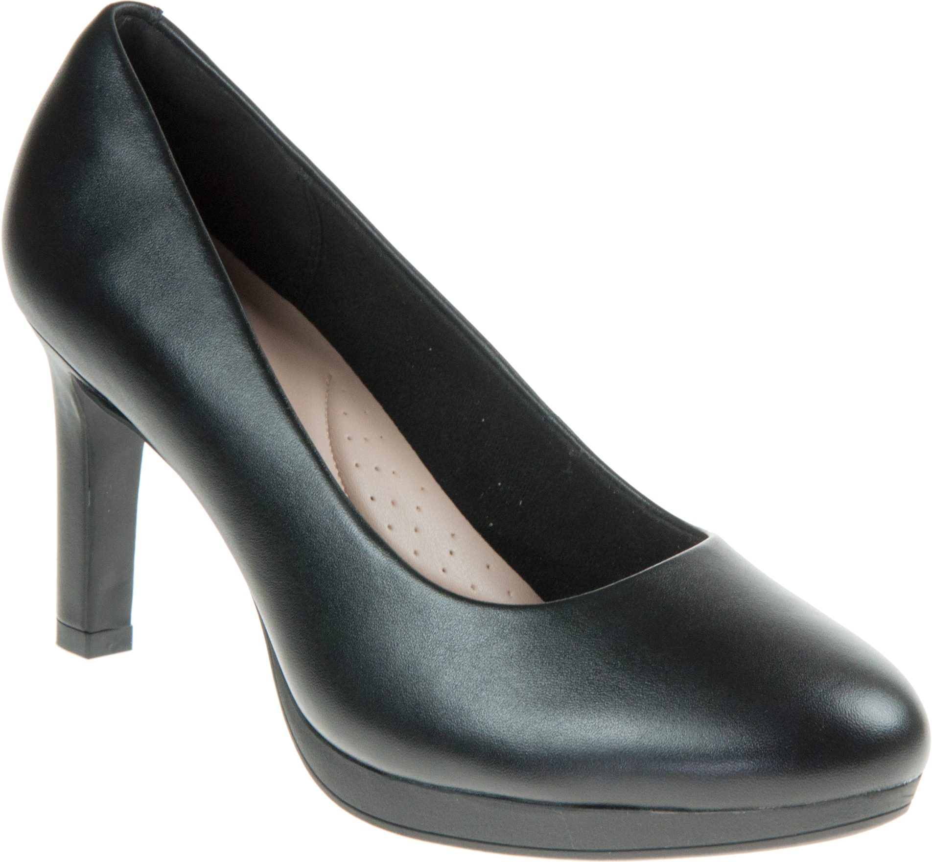 Clarks Ambyr Joy Black Leather 26157764 - Court Shoes - Humphries
