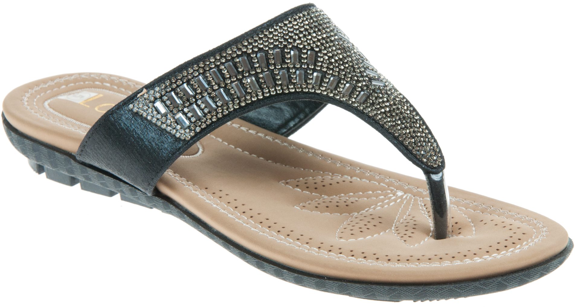 Lotus Rafaella Black ULP203BB - Toe Post Sandals - Humphries Shoes