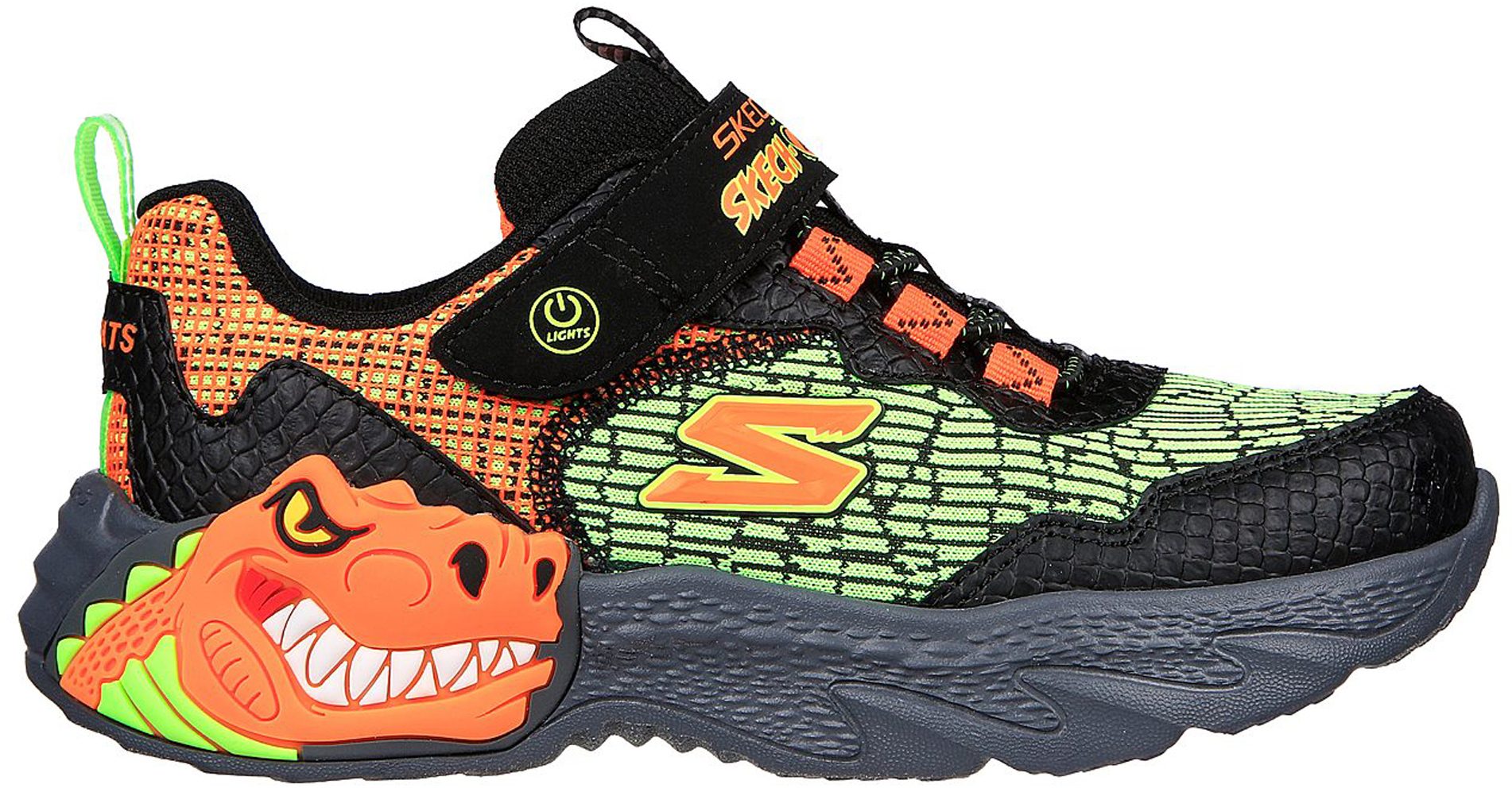 Skechers Skech O Saurus Dino Lights Black Orange 400615L BKOR