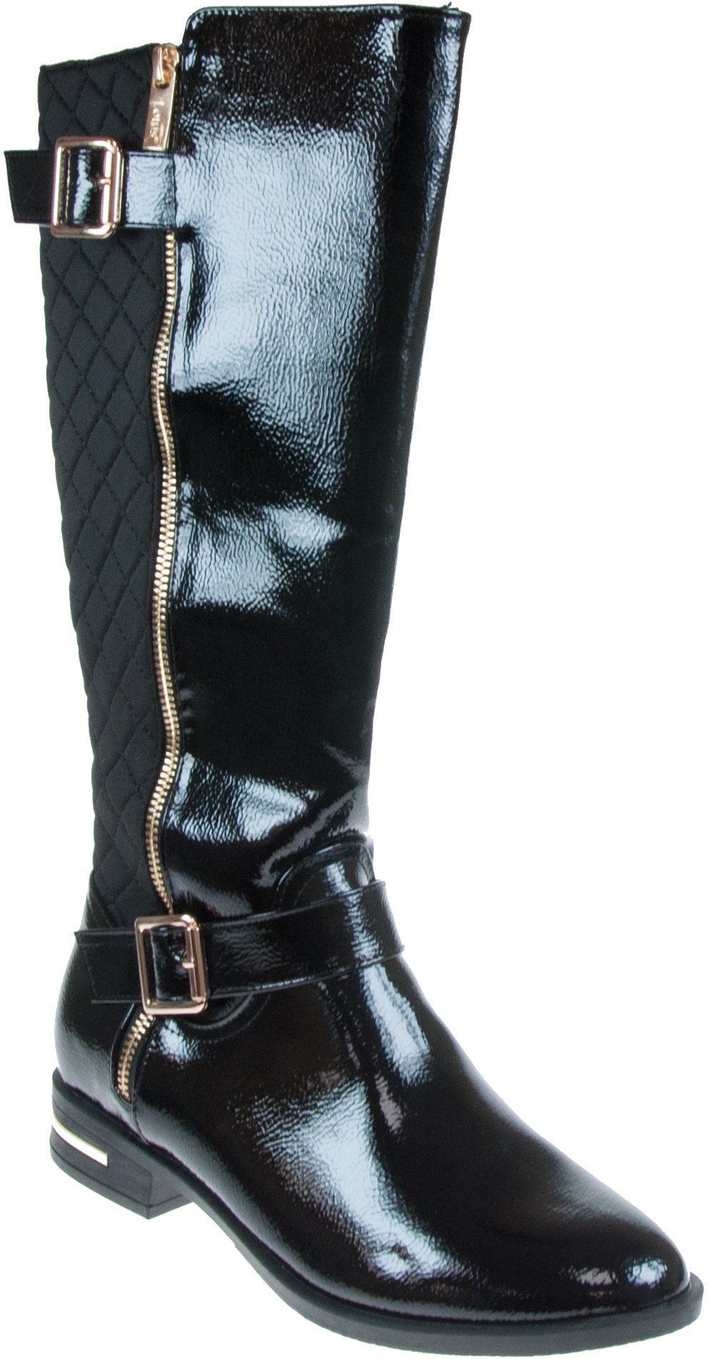 Black patent quilted sales knee high boots