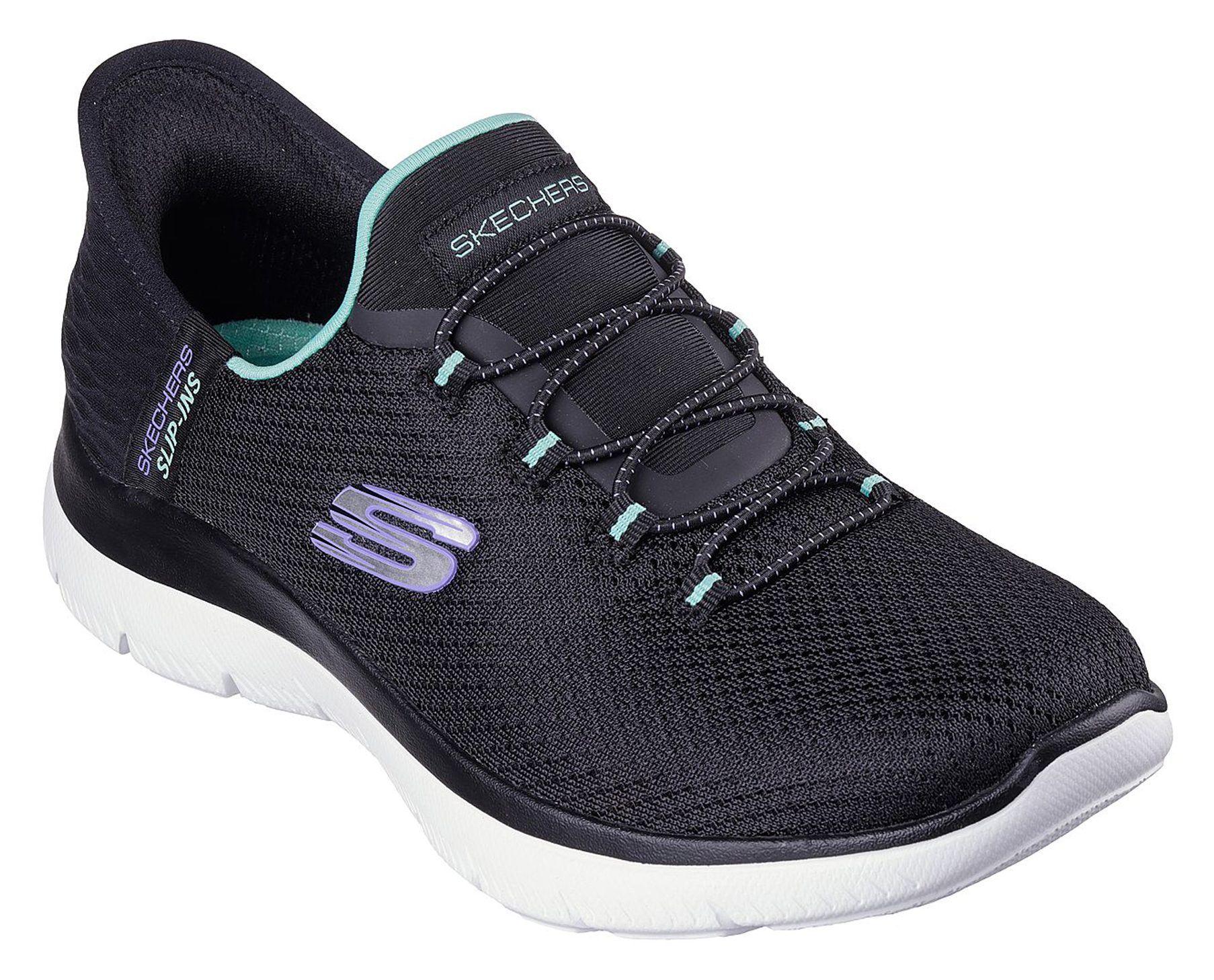 Skechers Slip Ins Summits Diamond Dream Black Turquoise 150123 BKTQ Everyday Shoes Humphries Shoes