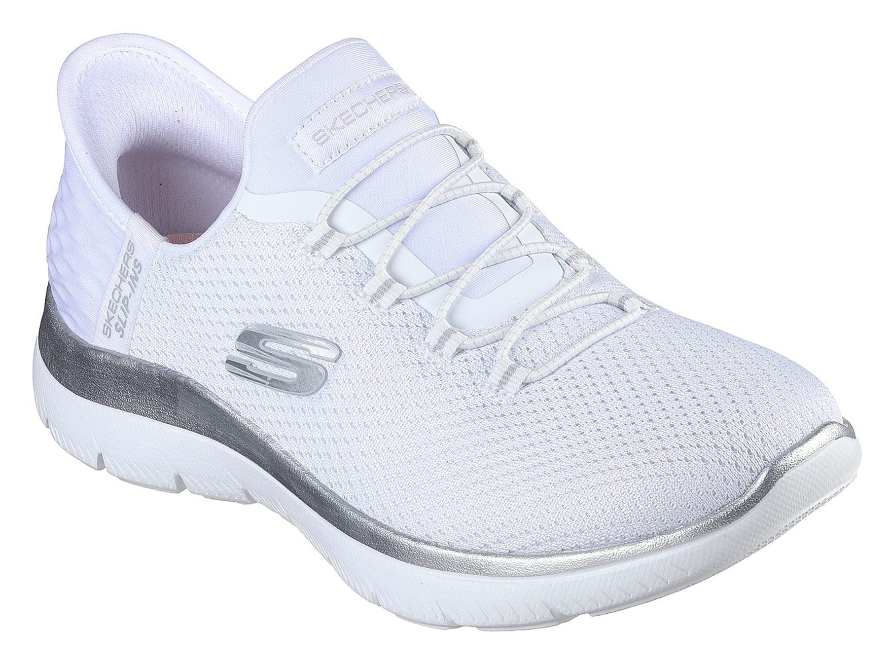 Skechers Slip Ins Summits Diamond Dream White Silver 150123 WSL Everyday Shoes Humphries Shoes