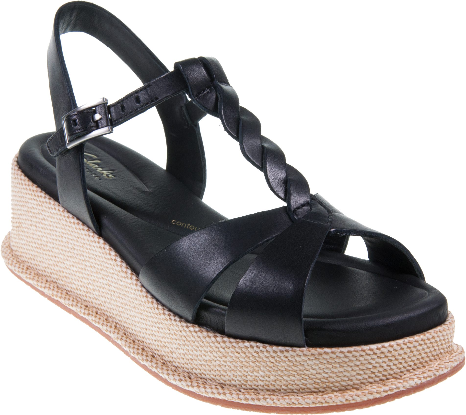 Clarks Kimmei Twist Black Leather 26176391 - Full Sandals - Humphries Shoes