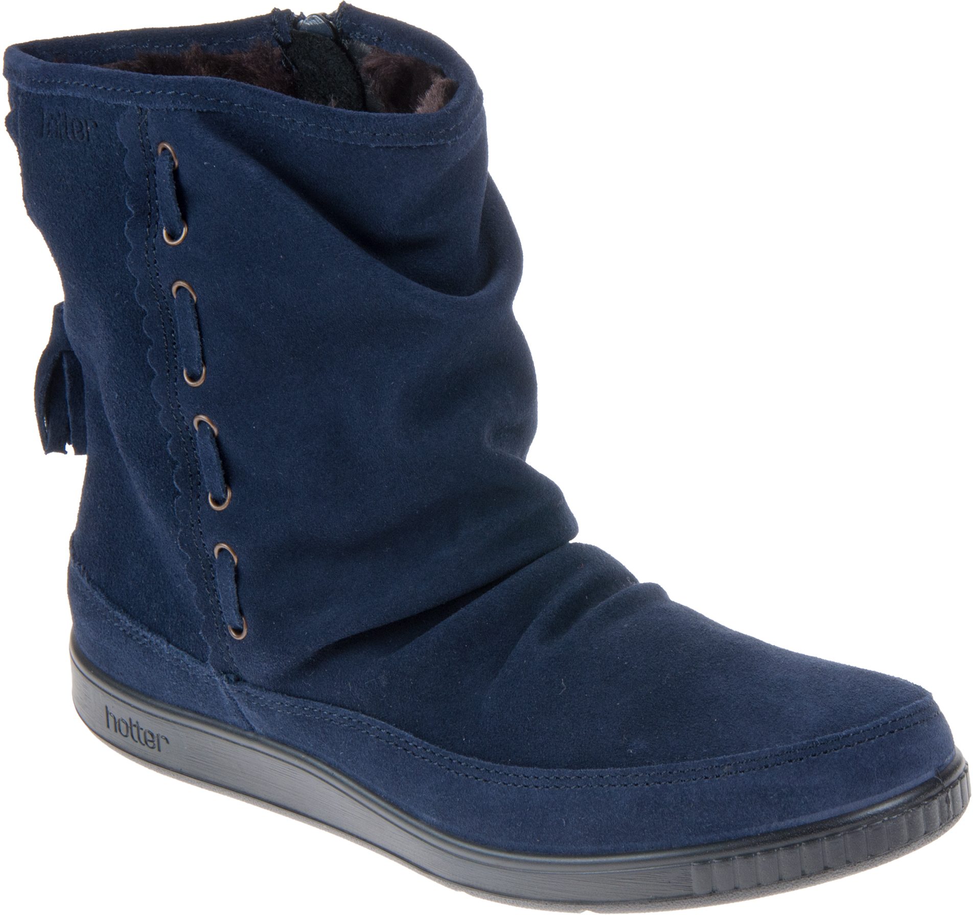 Hotter Pixie Navy Suede Ankle Boots Humphries Shoes