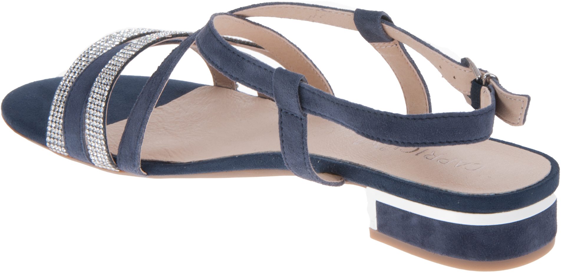 Caprice Ariane Navy Suede 28110-20 816 - Full Sandals - Humphries Shoes