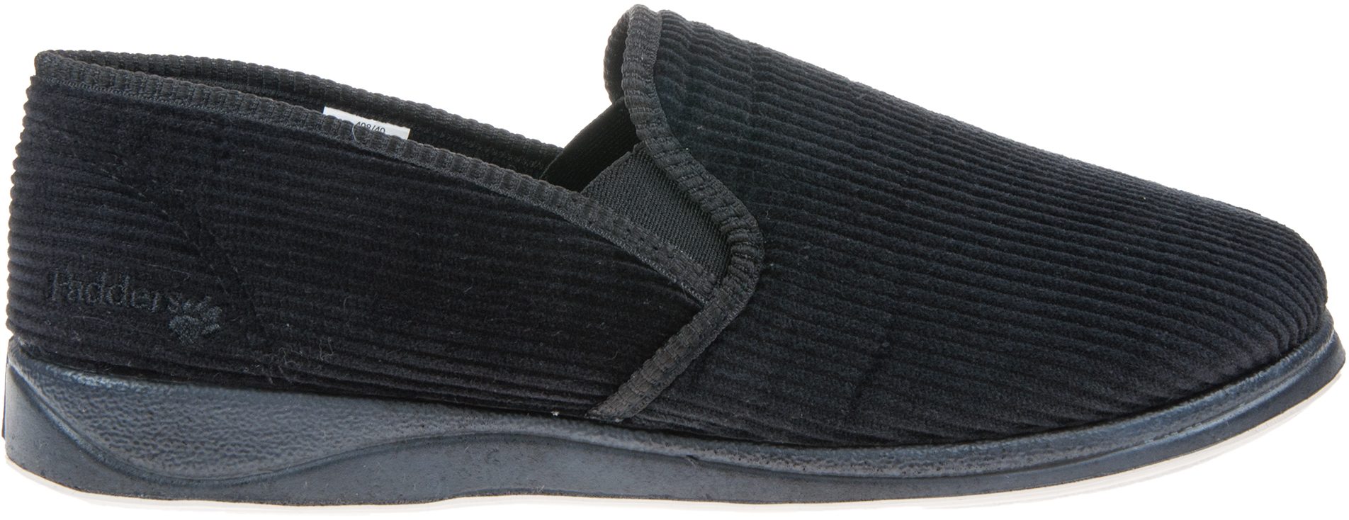 Padders Albert Black Corduroy 408/40 - Full Slippers - Humphries Shoes
