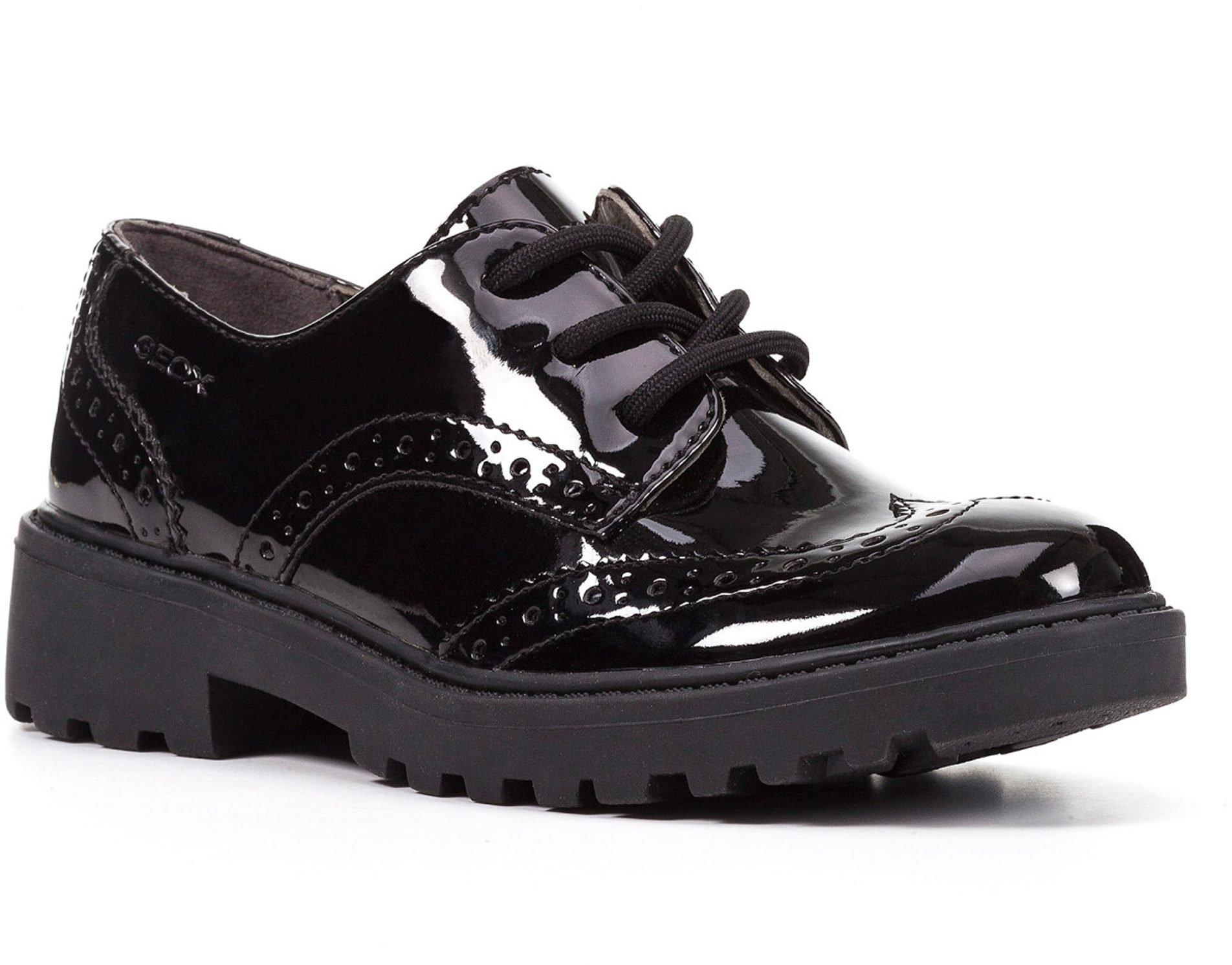 Geox JR Casey Girl Brogue Black Patent J6420N 000HH C9999 - Girls ...