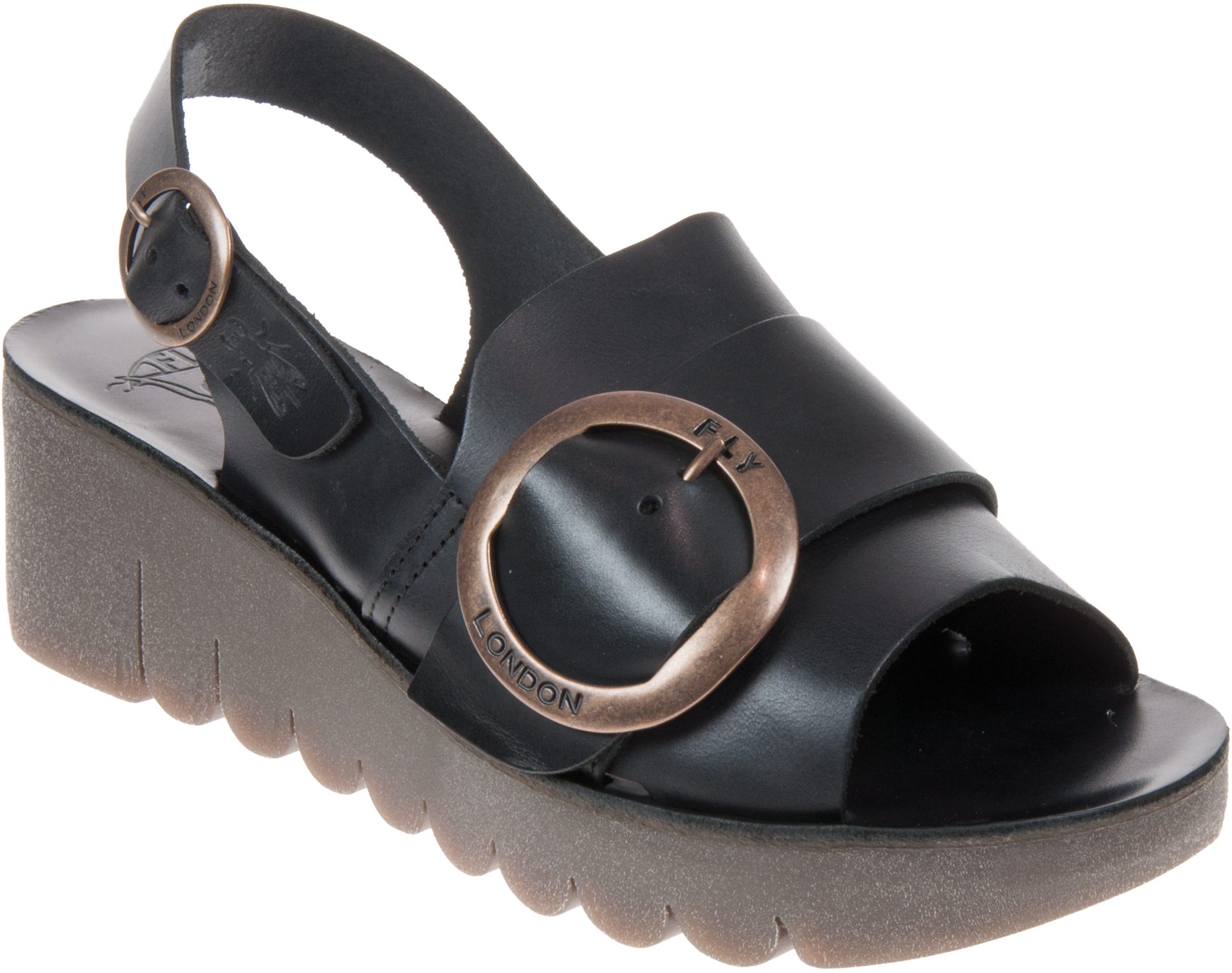 Fly London Yidi Black P144190000 - Full Sandals - Humphries Shoes