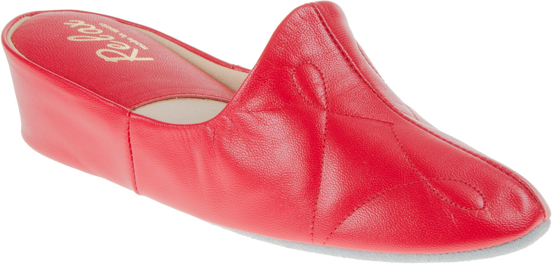 Red best sale leather slippers