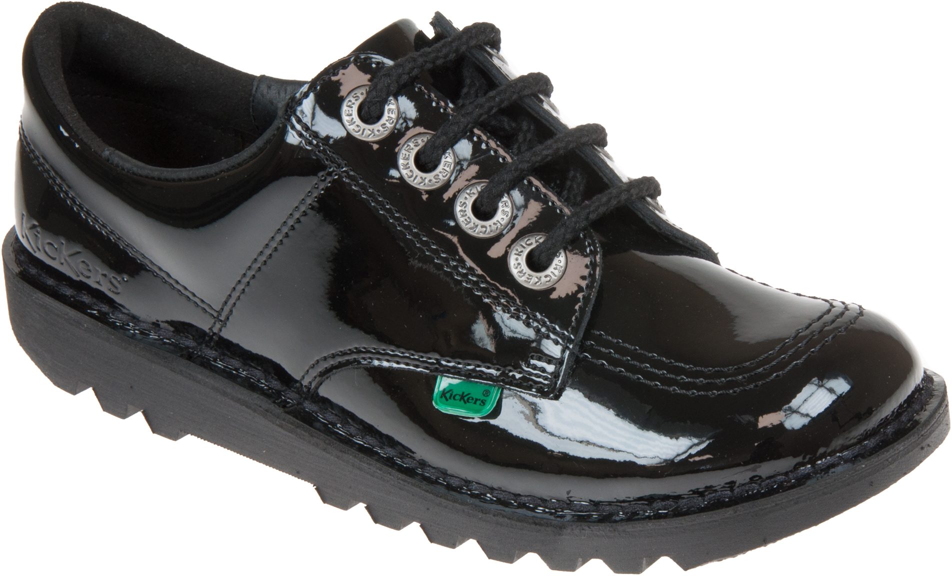 Kickers Kick Lo Jr Black Patent 13499 - Girls Shoes - Humphries Shoes