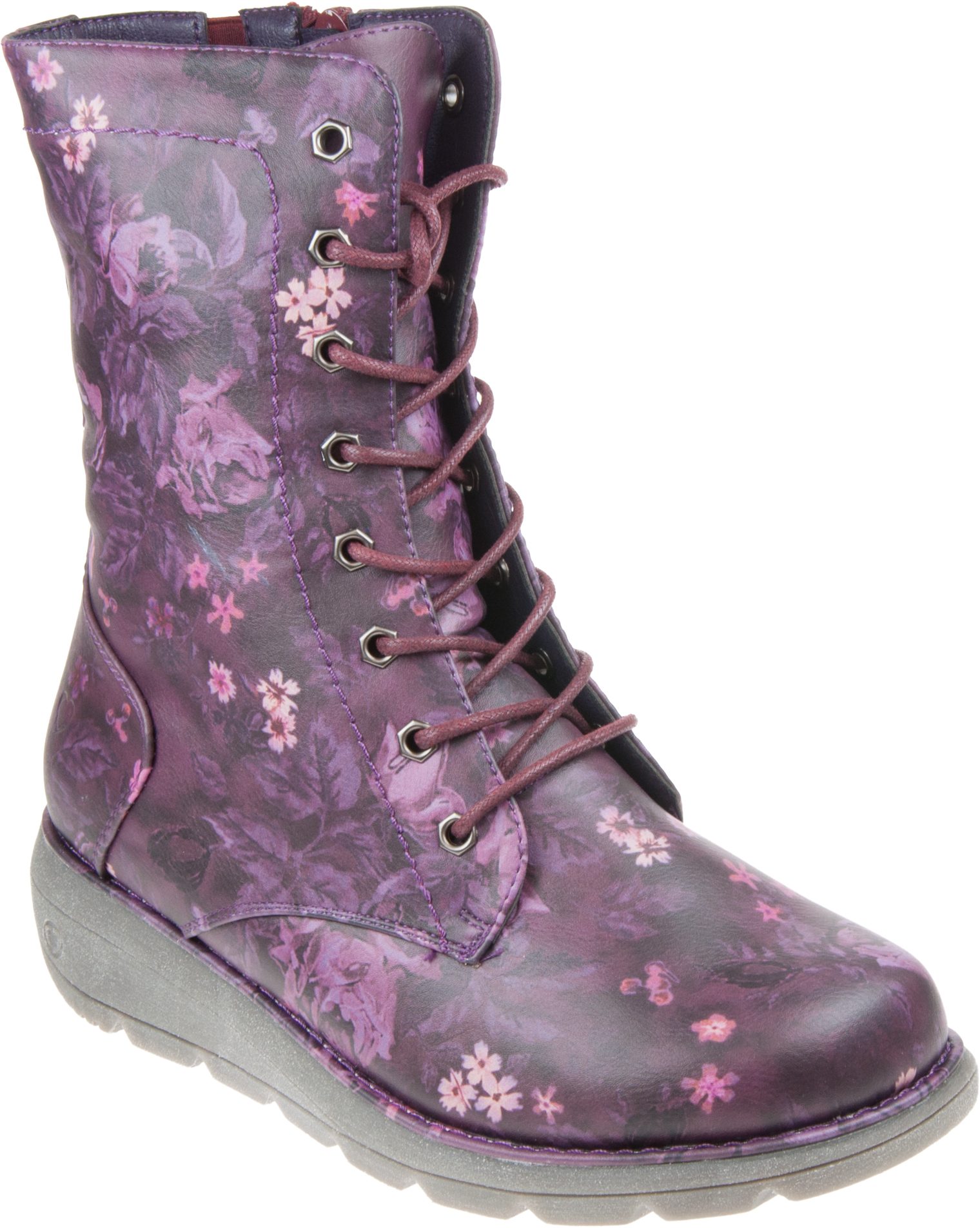 Heavenly Feet Martina Purple Floral Calf Boots Humphries Shoes