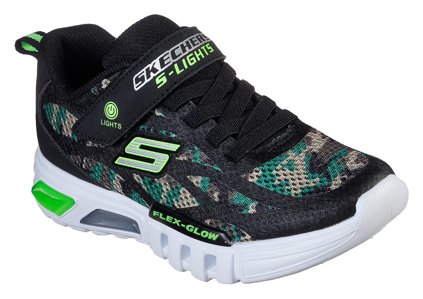 Skechers S Lights: Flex-Glow - Rondler Camouflage 400017L CAMO - Boys