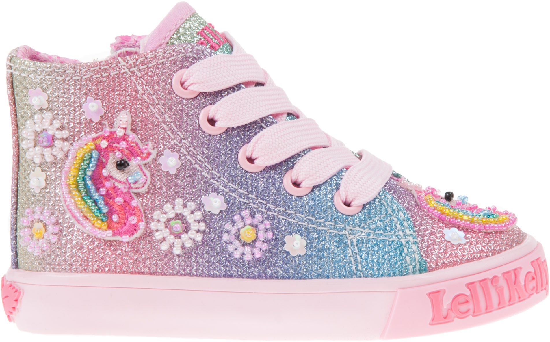 Lelli Kelly Rainbow Unicorn Hi-Top Multi Glitter LK1006 - Girls Shoes ...