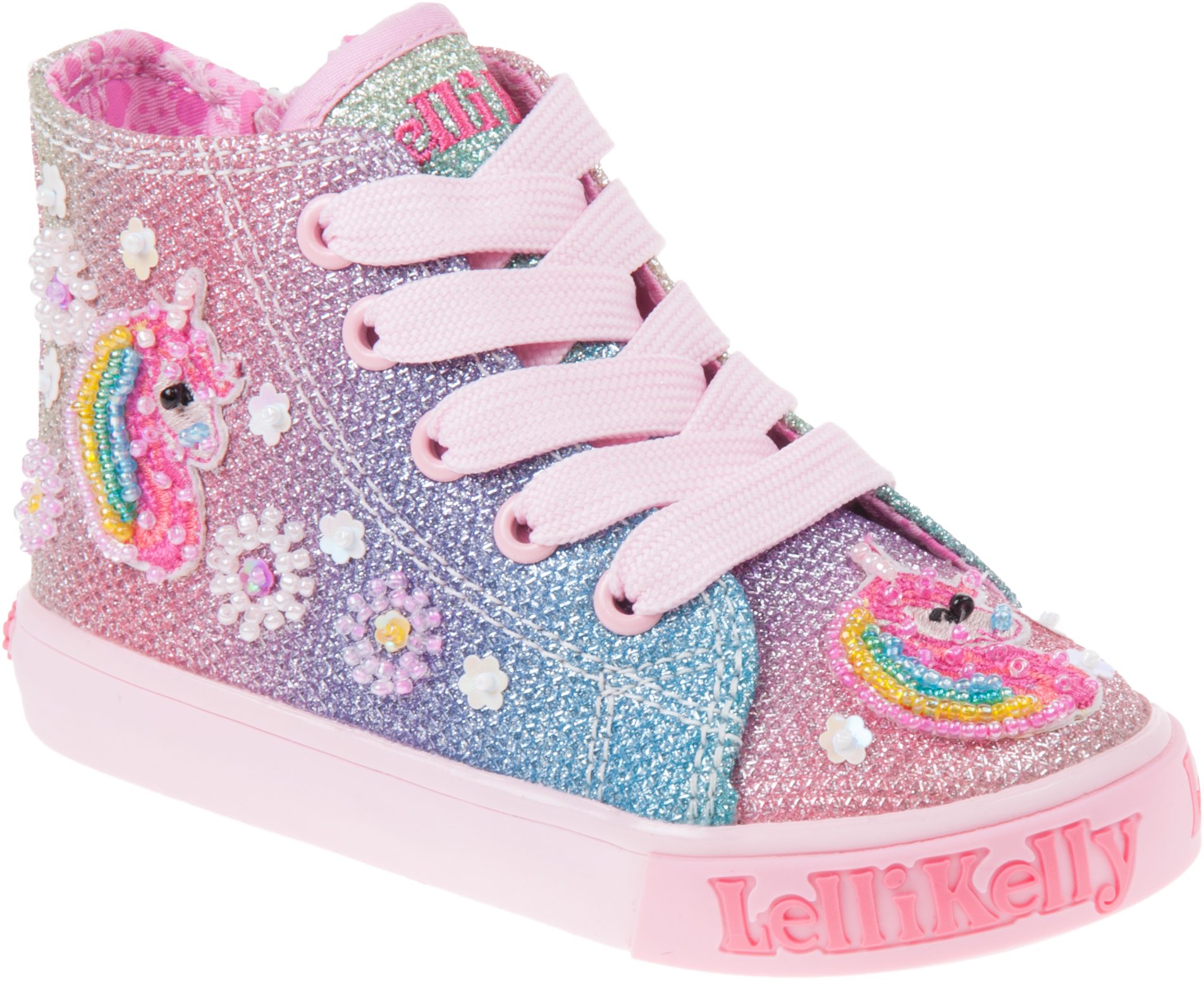 Lelli Kelly Rainbow Unicorn Hi-Top Multi Glitter LK1006 - Girls Shoes ...