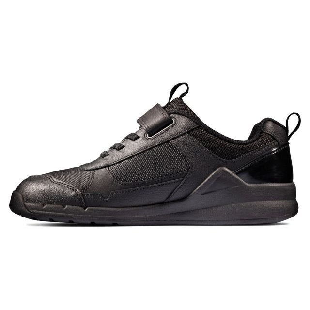 clarks orbit sprint youth black leather