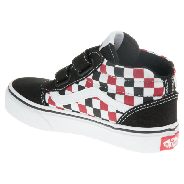 Kids red and white best sale checkered vans