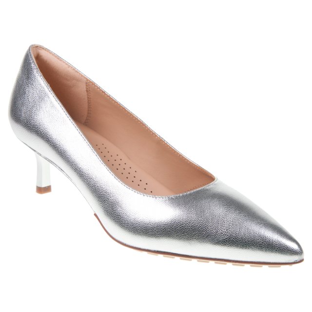 Clarks Adela Court Silver Leather 26179301 Court Shoes Humphries Shoes