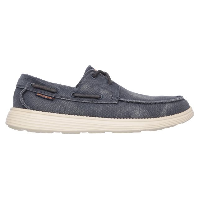 discreción Pino bisonte Skechers Status - Melec Navy 64644 NVY - Boat Shoes - Humphries Shoes