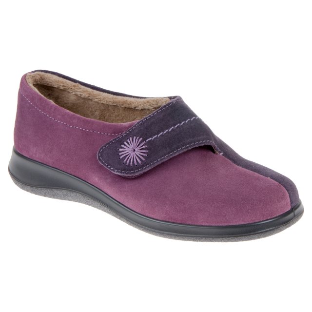 Hotter Wrap Lilac / Loganberry Suede - Full Slippers - Humphries Shoes