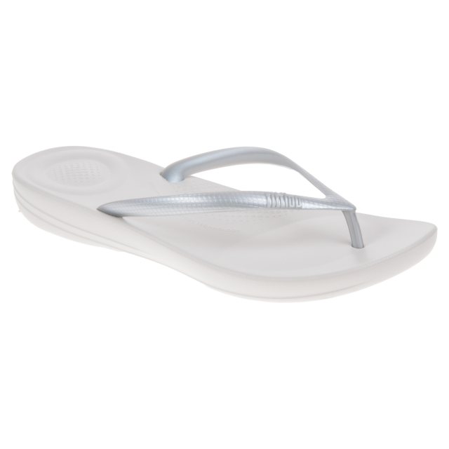 FitFlop IQushion Silver E54-011 - Toe Post Sandals - Humphries Shoes