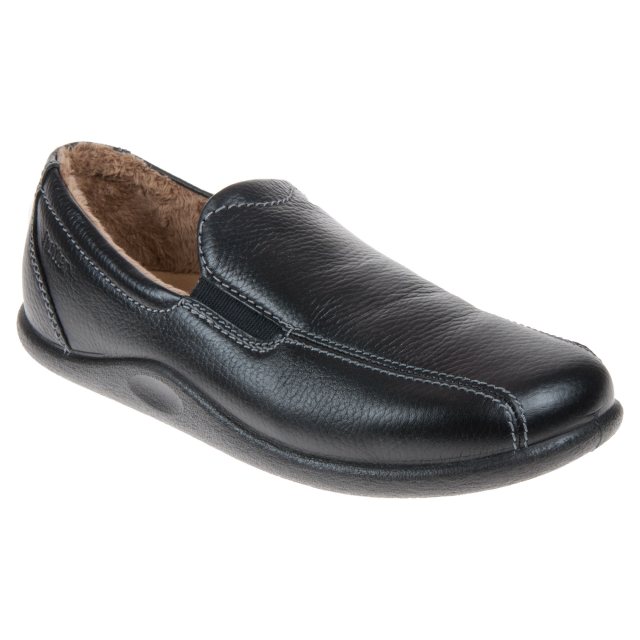 Hotter Relax Black Grain - Full Slippers - Humphries Shoes
