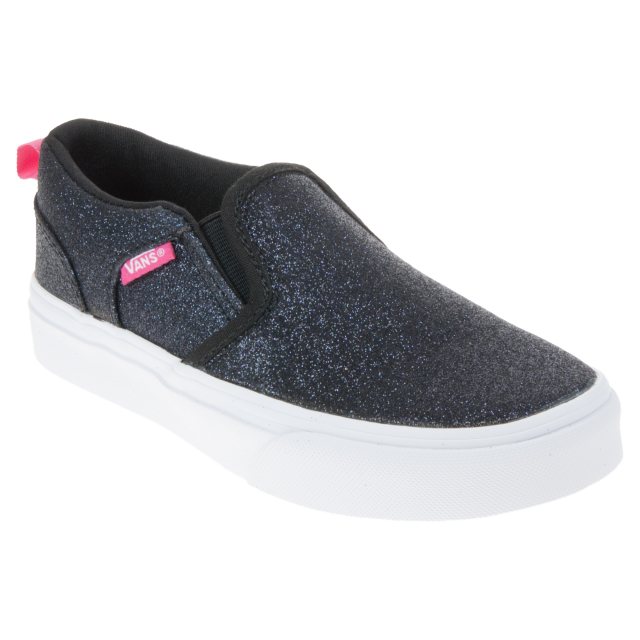 Black glitter vans slip on hotsell