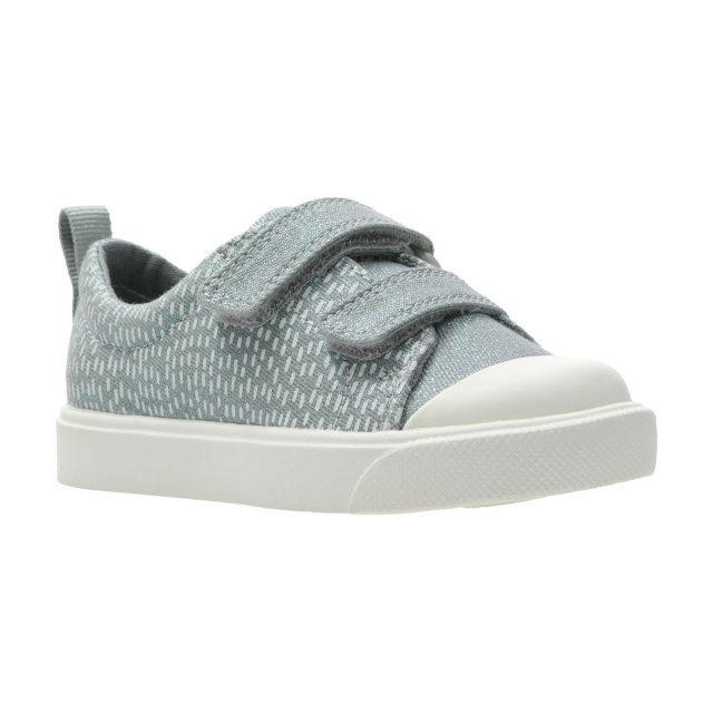 Clarks City Flare Lo Toddler Silver Metallic 26143152 Girls Canvas Styles Humphries Shoes