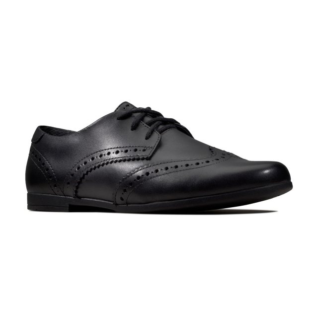 Clarks Scala Lace Youth Black Leather 