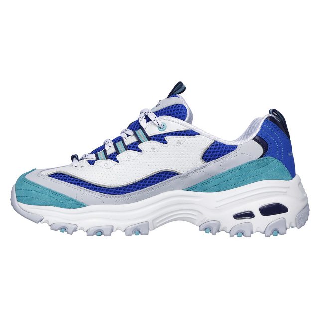 Skechers D'Lites - Second Chance White Blue 13146 WBL - Womens Trainers - Humphries Shoes