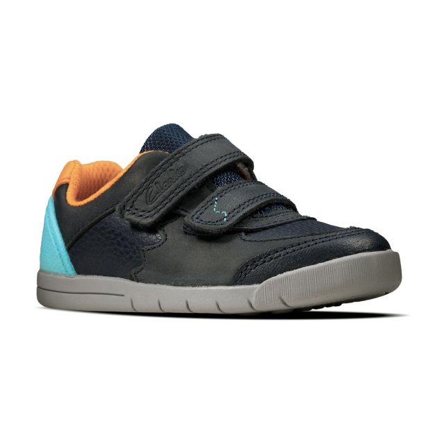 clarks junior rex quest riptape trainers