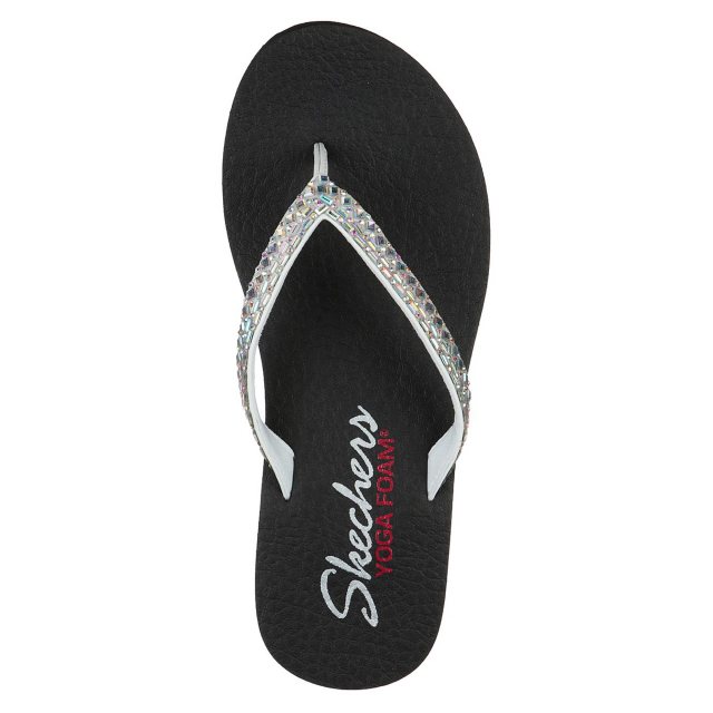 Skechers white flip flops with rhinestones online